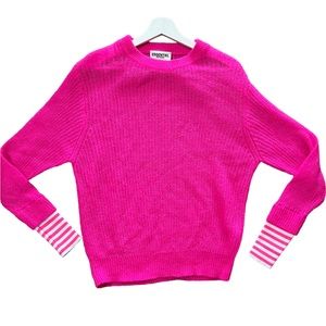 Essentiel Antwerp mohair wool blend loose knit neon hot pink crew neck sweater S